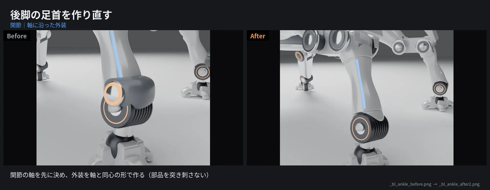 後脚の足首:Before / After